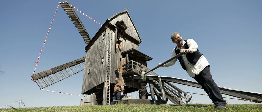 Müller Ulrich Hühler arbeitet an der Bockwindmühle in Beelitz. Bald soll dort auch ein Museum entstehen.
