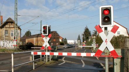 Der Bahnübergang in Werder (Havel).