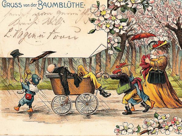 Besäufnis und Prügeleien gab es heute wie damals auf der Baumblüte. Auch auf Postkarten wurde das gezeigt. 