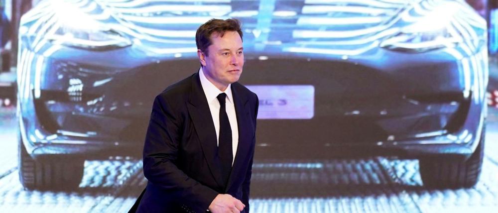 Tesla-Chef Elon Musk bei einer Präsentation in China.